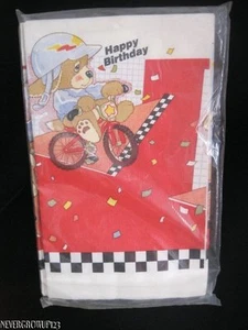 VINTAGE BIRTHDAY DOG~BEAR~C A REED PAPER TABLECLOTH~COVER~52" X 96"~UNUSED - Picture 1 of 3