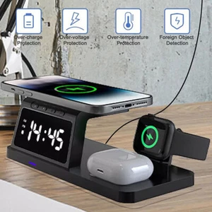 Fast Wireless Charger Station Dock Portable 4-In-1 For Apple, Watch, iPhone US - Picture 1 of 10
