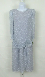 VTG 1960s 70s THE GILBERTS FOR TALLY NEW YORK DRESS & TOP LAVENDER GRAY SATIN - Picture 1 of 11