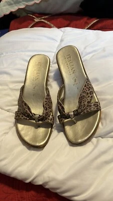 Zapatero Italiano Slip On Animal Print Talla 8 Cuña Tacones Corcho T515 Foto 1 de 4