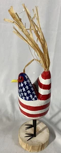 NAVAJO FOLK ARTIST  EDITH JOHN ~ HAND CARVED PATRIOTIC CHICKEN (Hand Signed) - Picture 1 of 12