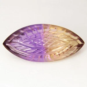 12.22Cts Stupendous Natural Ametrine 25.7x12x8.5mm Marquise Carving Gemstone - Picture 1 of 4
