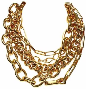 KENNETH JAY LANE, 5 STRAND MULTI LINKS CHAIN GOLD NECKLACE - Picture 1 of 3