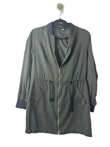 H&M Jacket Womens Size 8 Dark Olive Green Utility Zip Closure Drawstring Waist - Picture 1 of 10