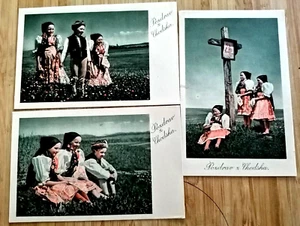 Czechoslovakia Chodská Lot of 3 Old Postcards - Children in Ethnic Costumes - Picture 1 of 2
