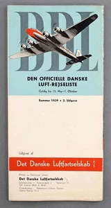 DDL DANISH AIR LINES SUMMER 1939 TIMETABLE DET DANSKE LUFTFARTSELSKAB DENMARK - Picture 1 of 4