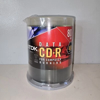 TDK Data CD-R 48X 80min 700MB 100 Pack New Sealed Missing The Bar Code - Image 1 of 4