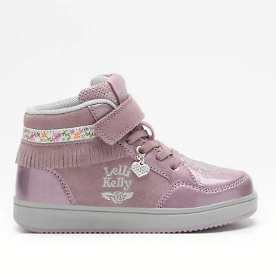 Lelli Kelly Sneaker Alta Bambina Frangetta Mix, Vernice e Suede - ECH4 (Cipria)