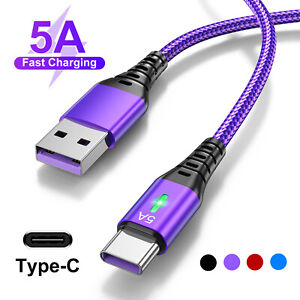 5A USB Type C Charger Cable Fast Charging Lead Data Cord for Samsung LG Huawei