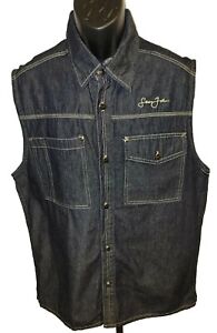 Sean John Men's Denim Vest Size XL 100% Cotton Excellent Condition 