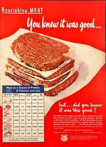 1949 Beef Nourishing Meat Vintage Print Ad American Meat Institute - Picture 1 of 1