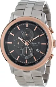 Kenneth Cole KC9258 Men's Gunmetal Dial Chronograph Gold Bracelet Watch - Picture 1 of 5