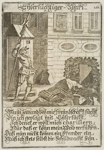W. HONDIUS (1597-1652), Eifersüchtiger Narr, Rad. Renaissance Religiös 1600-1649 - Bild 1 von 4