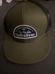 Quiksilver Authentic Mesh Trucker Snapback Adjustable OSFM Green/Black Hat Cap - Picture 1 of 4