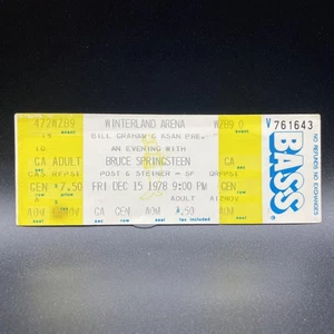 BRUCE SPRINGSTEEN CONCERT TICKET DEC 15, 1978 WINTERLAND ARENA SAN FRANCISCO, CA - Picture 1 of 2