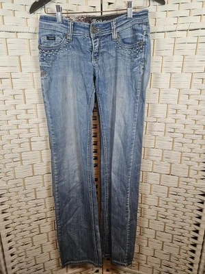 Pantalones de mezclilla Adiktd talla 0 adornados tiro bajo informales occidentales Foto 1 de 4