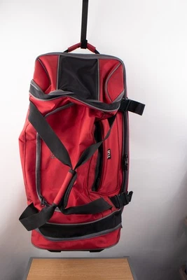 FUL Rolling Duffel Red Black Nylon Handle 6 Pockets 30" x 15.5" - Image 1 of 4