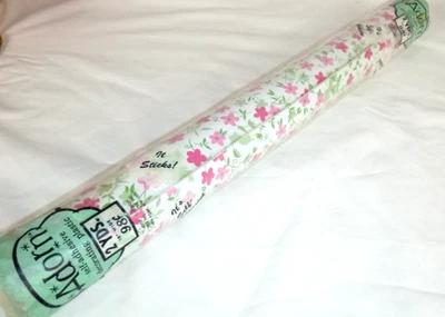NOS Vtg 60s Adorn Self Adhesive Plastic Bright Pink Flowers Contact Paper Roll - Image 1 of 4