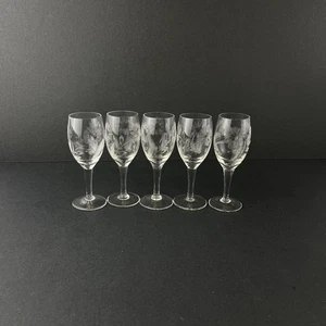 Set Of 5 Vtg Etched Floral Cordial Stemware Glasses Liquor - Picture 1 of 17