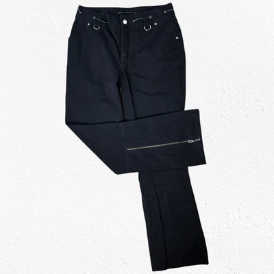 Pantalones de motociclismo Harley-Davidson negros rosas bordados con cremallera al tobillo talla 30 Foto 1 de 4