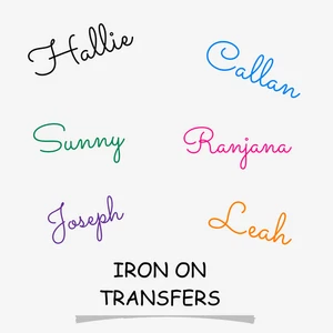 Personalised Iron On Names Custom Text Iron On Fabric Transfers - Picture 1 of 7