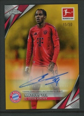 2025 MATHYS TEL 15/50 AUTO TOPPS CHROME BUNDESLIGA GOLD AUTOGRAPHS - Image 1 of 2