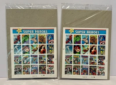 2 hojas de estampillas coleccionables de 41 centavos de superhéroes de Marvel Comics de USPS Foto 1 de 2