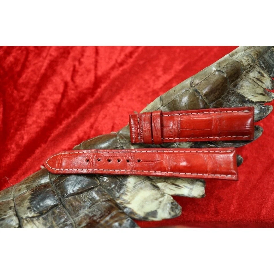 Pulseira de relógio feita à mão couro genuíno pele de crocodilo 18mm - 24mm - Imagem 1 de 4