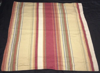 Pottery Barn Serape Stripe Euro Pillow Sham Rust Red Southwest Linen Multi Avail - Image 1 of 4