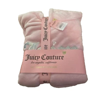 NWT Juicy Couture Lola Pink Silver Sequin 34" Comfy Lounger Sleepwear Hooded S/M - Image 1 of 4