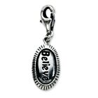 Antiqued Believe Oval Charm .925 Sterling Silver Enameled Click On Amore La Vita