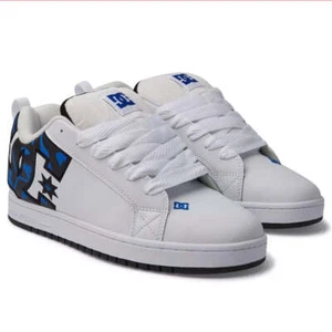 DC Shoes Men's Court Graffik White/Grey/Blue Low Top Sneaker Shoes (XWSB) - Picture 1 of 7
