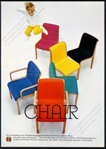 Silla Bill Stephens 1967 foto de 6 colores Knoll Associates anuncio impreso vintage - Imagen 1 de 7
