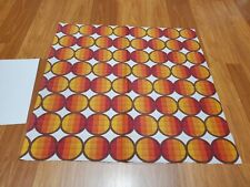 Awesome RARE Vintage Mid Century retro 70s yel org red striped circles fabric!