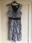 Ladies Sleeveless Fully Lined Dress Cream And Black Size 8 Wedding Guest H&M