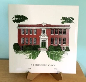 Vintage 1982 Greencastle PA School Trivet Tile Wall Hanging - Picture 1 of 5