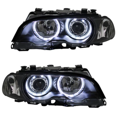Scheinwerfer LED Angel Eyes für BMW E46 Coupe Cabrio Bj. 1999-2003 Schwarz - Bild 1 von 4