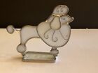 Stained Glass White POODLE 3D Standing Suncatcher Figurine 6 1/4” L & 5 1/2” W
