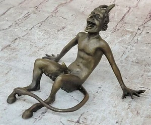 Collectors Edition Hot Cast Bronze Satyr Nude Devil Demon Laughing Artwork Sale - Picture 1 of 10