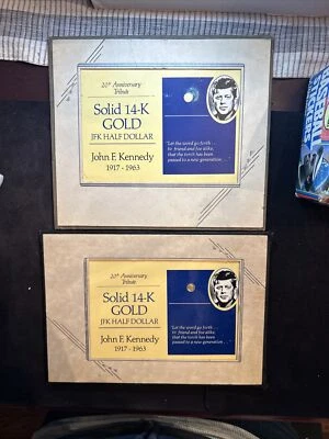 JFK 20th ANNIVERSARY TRIBUTE SOLID 14K GOLD HALF DOLLARS COA - Image 1 of 4