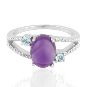 2.69ct Oval Cut Amethyst Designer Ring 925 Sterling Silver - Picture 1 of 6
