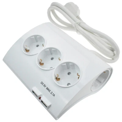 Tischsteckdose 5-fach + 2x USB Mehrfachsteckdose Steckdosenleiste Steckdose - Bild 1 von 4