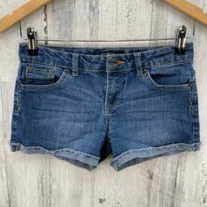 Lucky Brand Jean Riley Shorts Girl 12 Blue Rolled Hem Cut-off Adjustable Stretch - Picture 1 of 8