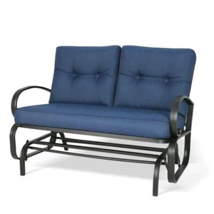 Cisvio Rocking Chair 47"x31.5"x33.5" Metal w/Blue Cushioned Fast Drying Durable - Picture 1 of 4