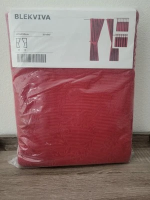 Шторы Ikea Blekviva 2 панели 57 x 98 дюймов красный жаккард цветочный новый - Изображение 1 из 2