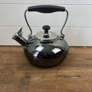 CHANTAL 1.8 QT Enamel on Steel Whistling Tea Kettle Teapot Dark Grey or Black - Picture 1 of 6