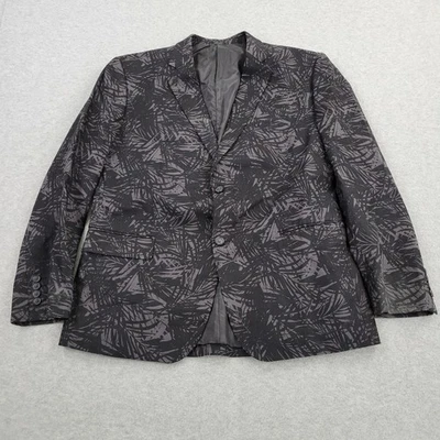 J. Ferrar Blazer Mens 46R Black Linen Floral Slim Fit Suit Jacket Sport Coat - Image 1 of 4