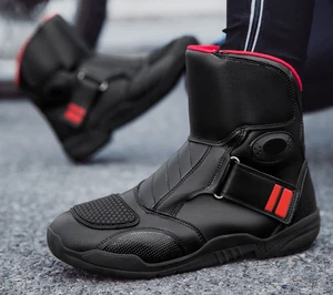 Mens Riding Boots Waterproof Motorcycle Sports Shoes High Top Ankle Boots - Picture 1 of 13