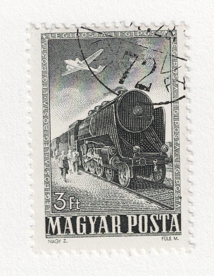 Sello locomotora tren ferrocarril Hungría 1951 HU Foto 1 de 1