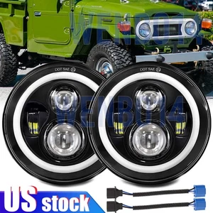 For Toyota Land Cruiser FJ40 FJ45 FJ50 FJ55 FJ60 7" Round LED Headlight DRL Pair - Picture 1 of 10
